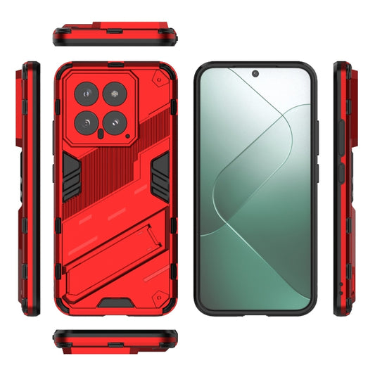 For Xiaomi 14 5G Punk Armor 2 in 1 PC + TPU Phone Case with Holder(Red) by buy2fix