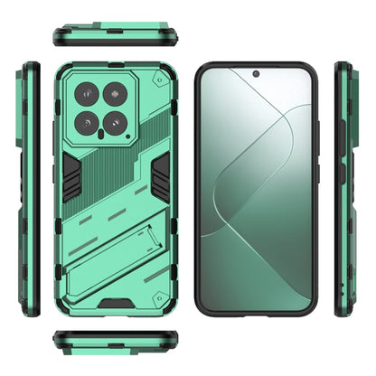 For Xiaomi 14 5G Punk Armor 2 in 1 PC + TPU Phone Case with Holder(Green) - 14 Cases by buy2fix | Online Shopping UK | buy2fix