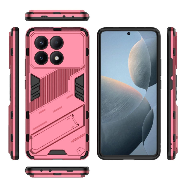 For Xiaomi Redmi K70E 5G Punk Armor 2 in 1 PC + TPU Phone Case with Holder(Light Red) - K70E Cases by buy2fix | Online Shopping UK | buy2fix