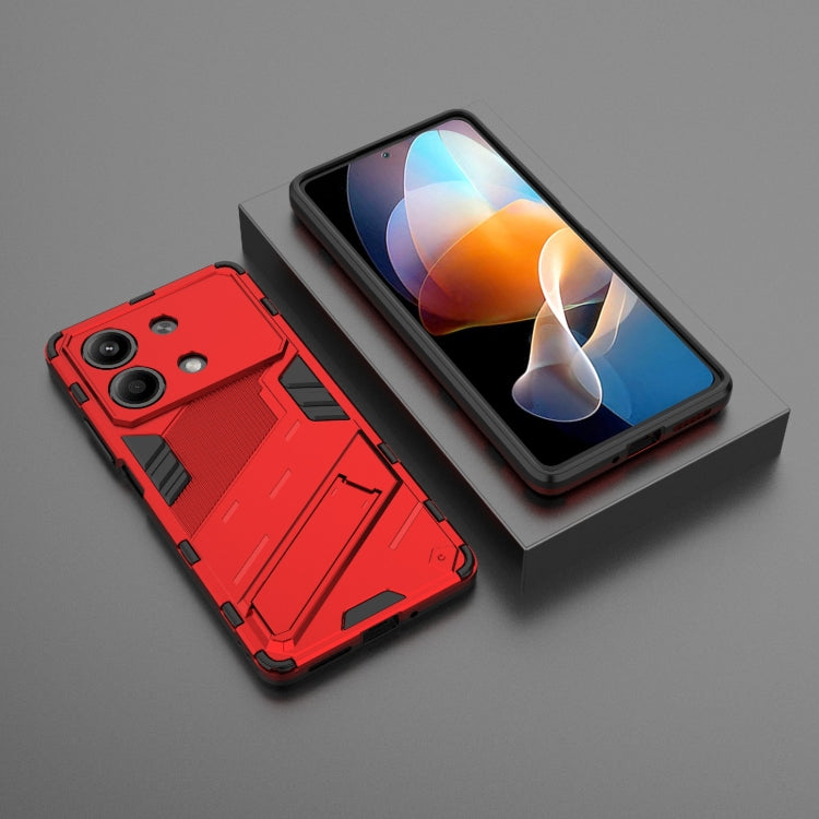 For Xiaomi Redmi Note 13R Pro 5G Punk Armor 2 in 1 PC + TPU Phone Case with Holder(Red) by buy2fix
