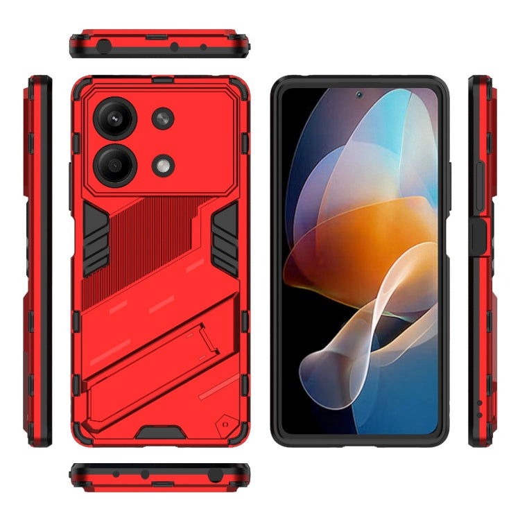 For Xiaomi Redmi Note 13R Pro 5G Punk Armor 2 in 1 PC + TPU Phone Case with Holder(Red) by buy2fix