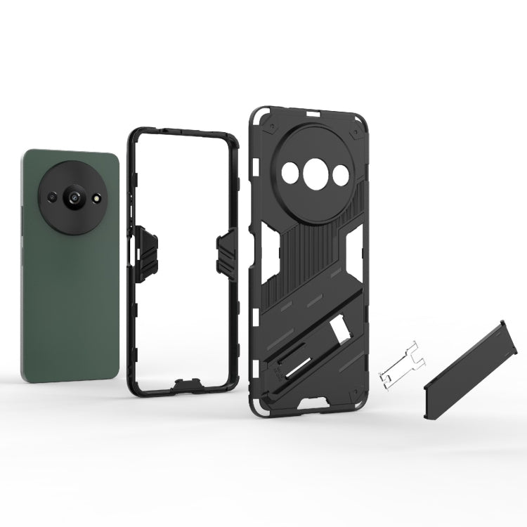 For Xiaomi Redmi A3 4G Global Punk Armor 2 in 1 PC + TPU Phone Case with Holder(Black) - Xiaomi Cases by buy2fix | Online Shopping UK | buy2fix