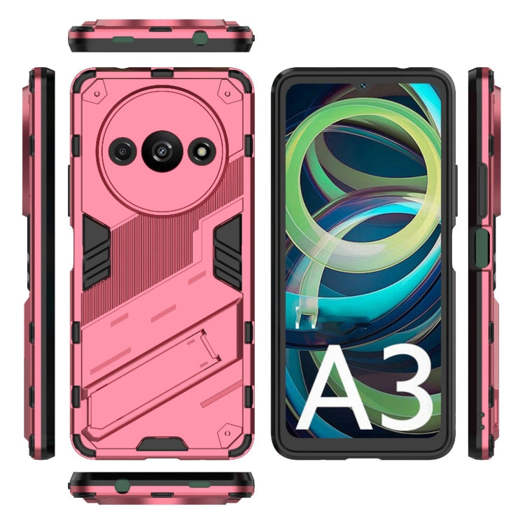 For Xiaomi Redmi A3 4G Global Punk Armor 2 in 1 PC + TPU Phone Case with Holder(Light Red) - Xiaomi Cases by buy2fix | Online Shopping UK | buy2fix