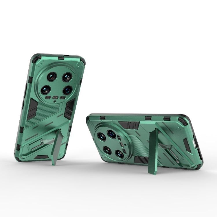 For Xiaomi 14 Ultra 5G Punk Armor 2 in 1 PC + TPU Phone Case with Holder(Green) - 14 Ultra Cases by buy2fix | Online Shopping UK | buy2fix