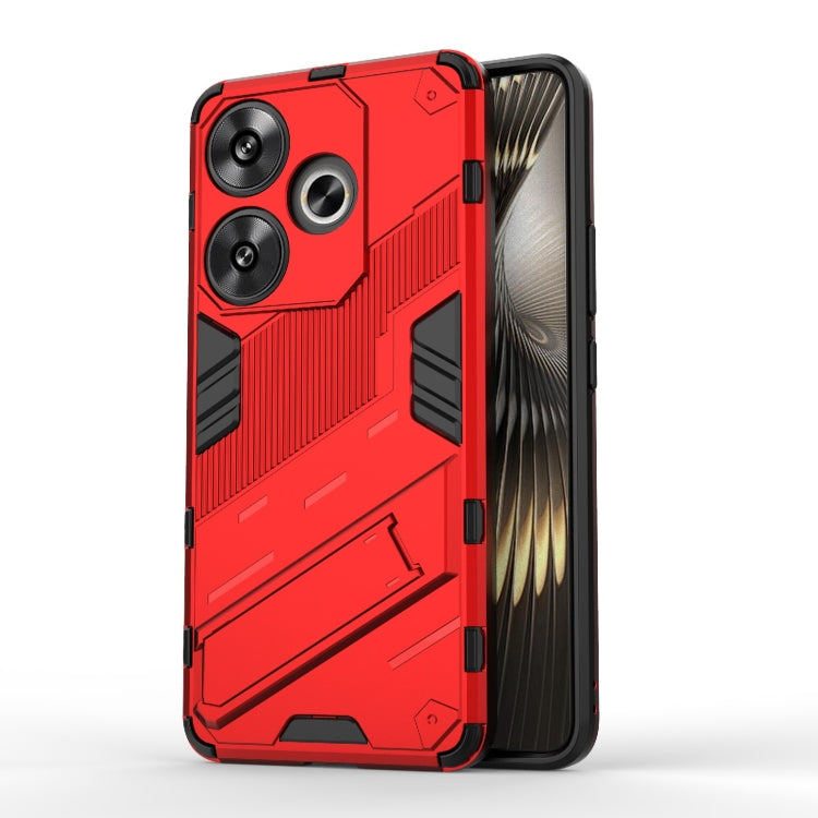 For Xiaomi Redmi Turbo 3 5G Punk Armor 2 in 1 PC + TPU Phone Case with Holder(Red) - Xiaomi Cases by buy2fix | Online Shopping UK | buy2fix