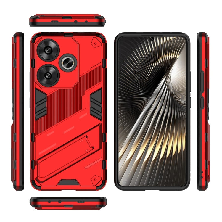 For Xiaomi Redmi Turbo 3 5G Punk Armor 2 in 1 PC + TPU Phone Case with Holder(Red) - Xiaomi Cases by buy2fix | Online Shopping UK | buy2fix