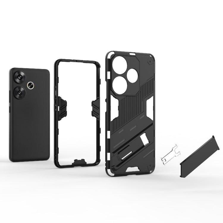 For Xiaomi Redmi Turbo 3 5G Punk Armor 2 in 1 PC + TPU Phone Case with Holder(Grey) - Xiaomi Cases by buy2fix | Online Shopping UK | buy2fix