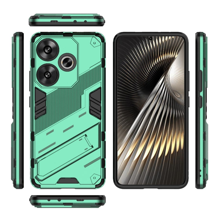 For Xiaomi Redmi Turbo 3 5G Punk Armor 2 in 1 PC + TPU Phone Case with Holder(Green) - Xiaomi Cases by buy2fix | Online Shopping UK | buy2fix