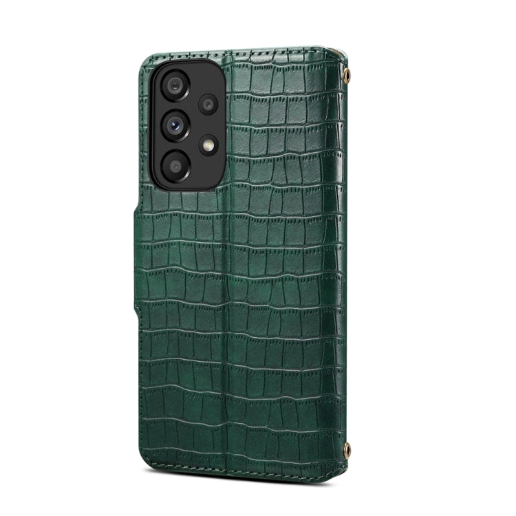 For Samsung Galaxy A23 5G Denior Crocodile Texture Oil Edge Leather Phone Case(Green) - Galaxy Phone Cases by Denior | Online Shopping UK | buy2fix