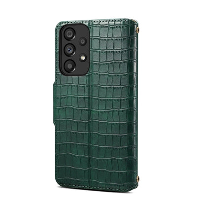 For Samsung Galaxy A23 5G Denior Crocodile Texture Oil Edge Leather Phone Case(Green) - Galaxy Phone Cases by Denior | Online Shopping UK | buy2fix
