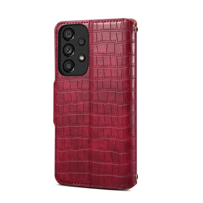 For Samsung Galaxy A32 Denior Crocodile Texture Oil Edge Leather Phone Case(Rose Red) - Galaxy Phone Cases by Denior | Online Shopping UK | buy2fix