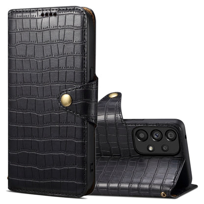 For Samsung Galaxy A32 Denior Crocodile Texture Oil Edge Leather Phone Case(Black) - Galaxy Phone Cases by Denior | Online Shopping UK | buy2fix