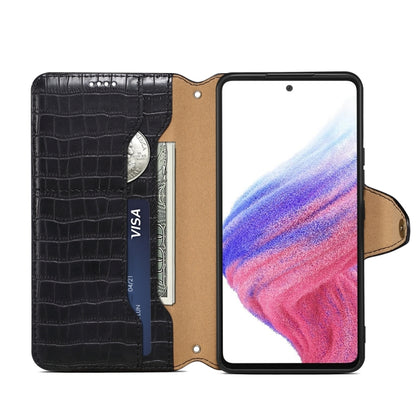 For Samsung Galaxy A32 Denior Crocodile Texture Oil Edge Leather Phone Case(Black) - Galaxy Phone Cases by Denior | Online Shopping UK | buy2fix