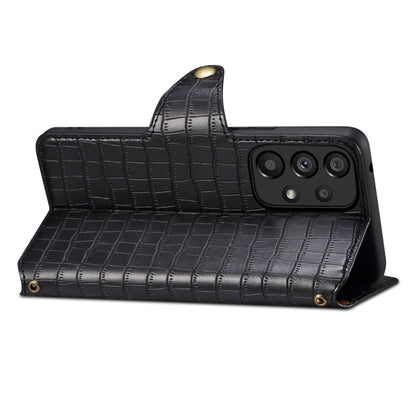 For Samsung Galaxy A32 Denior Crocodile Texture Oil Edge Leather Phone Case(Black) - Galaxy Phone Cases by Denior | Online Shopping UK | buy2fix