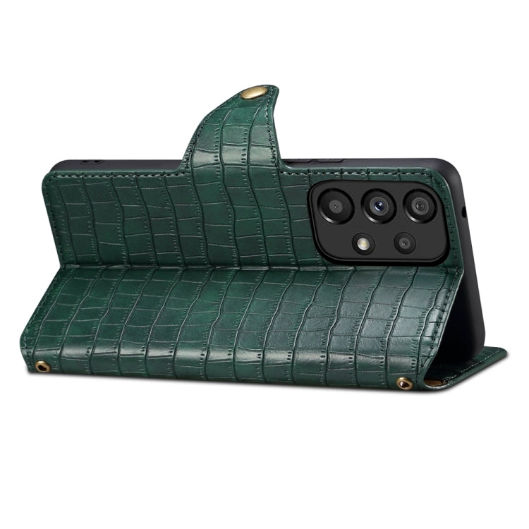 For Samsung Galaxy A33 5G Denior Crocodile Texture Oil Edge Leather Phone Case(Green) - Galaxy Phone Cases by Denior | Online Shopping UK | buy2fix
