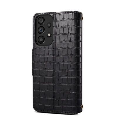 For Samsung Galaxy A33 5G Denior Crocodile Texture Oil Edge Leather Phone Case(Black) - Galaxy Phone Cases by Denior | Online Shopping UK | buy2fix