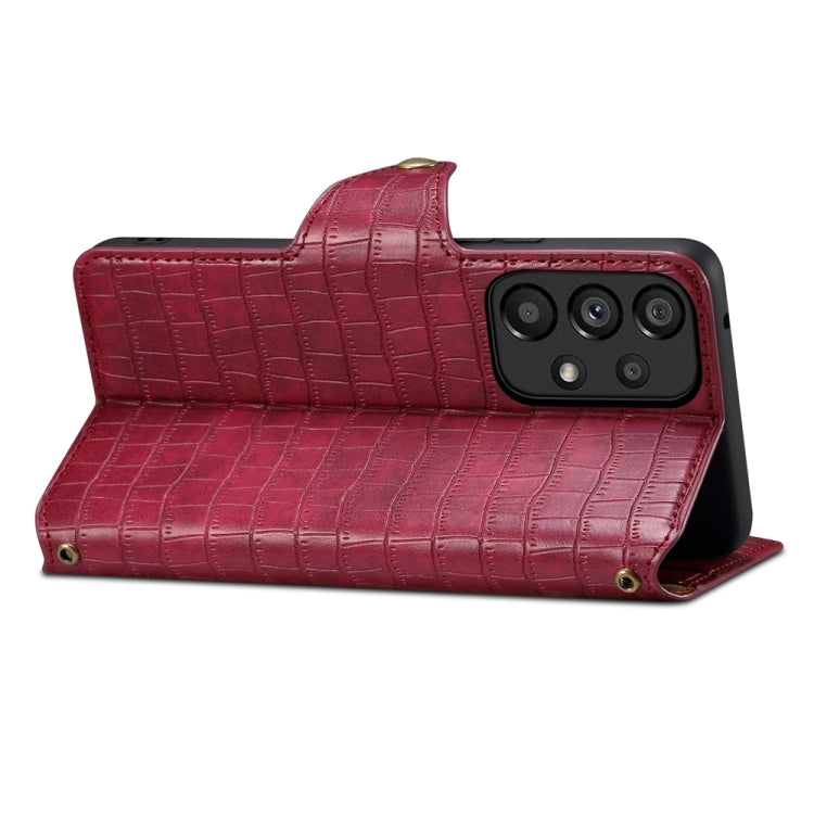 For Samsung Galaxy A52 Denior Crocodile Texture Oil Edge Leather Phone Case(Rose Red) - Galaxy Phone Cases by Denior | Online Shopping UK | buy2fix