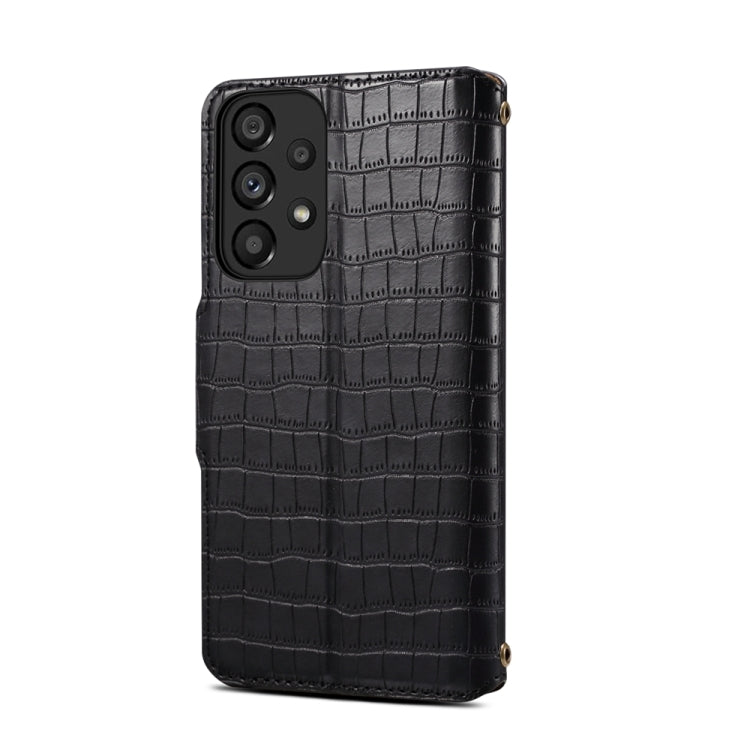 For Samsung Galaxy A52 Denior Crocodile Texture Oil Edge Leather Phone Case(Black) - Galaxy Phone Cases by Denior | Online Shopping UK | buy2fix