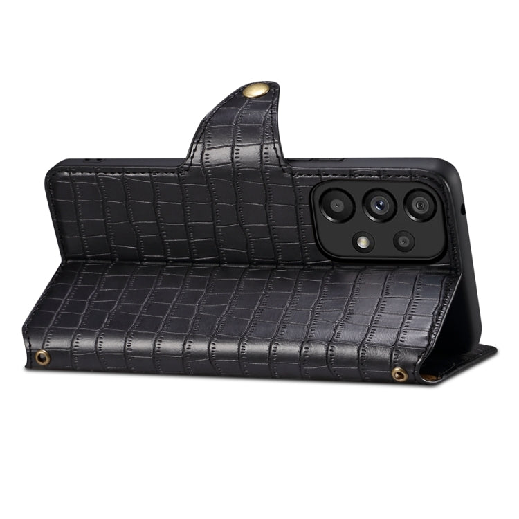 For Samsung Galaxy A52 Denior Crocodile Texture Oil Edge Leather Phone Case(Black) - Galaxy Phone Cases by Denior | Online Shopping UK | buy2fix
