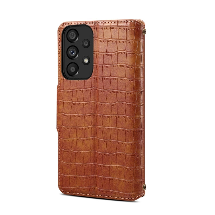 For Samsung Galaxy A53 5G Denior Crocodile Texture Oil Edge Leather Phone Case(Brown) - Galaxy Phone Cases by Denior | Online Shopping UK | buy2fix