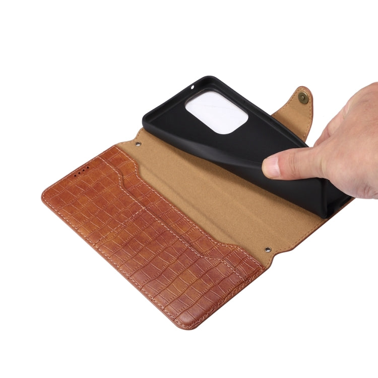 For Samsung Galaxy A53 5G Denior Crocodile Texture Oil Edge Leather Phone Case(Brown) - Galaxy Phone Cases by Denior | Online Shopping UK | buy2fix
