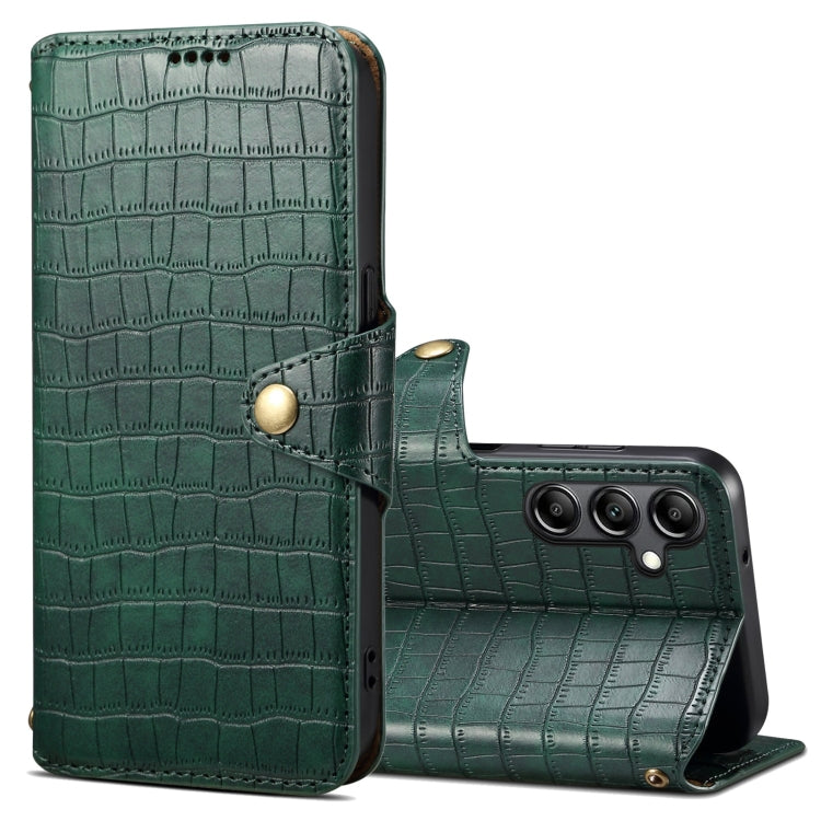 For Samsung Galaxy A13 5G Denior Crocodile Texture Oil Edge Leather Phone Case(Green) - Galaxy Phone Cases by Denior | Online Shopping UK | buy2fix
