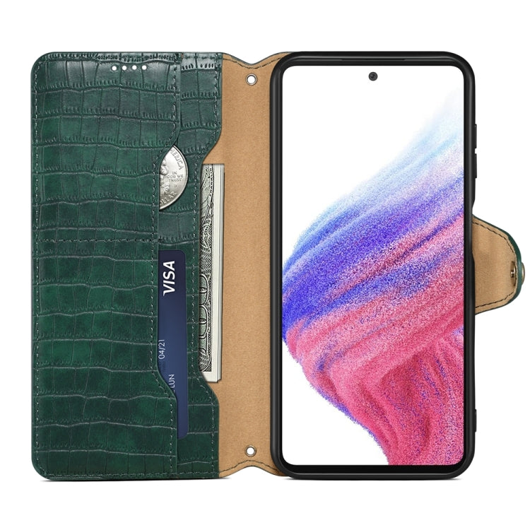 For Samsung Galaxy A13 5G Denior Crocodile Texture Oil Edge Leather Phone Case(Green) - Galaxy Phone Cases by Denior | Online Shopping UK | buy2fix