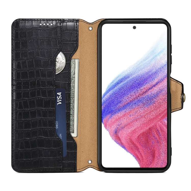 For Samsung Galaxy A13 5G Denior Crocodile Texture Oil Edge Leather Phone Case(Black) - Galaxy Phone Cases by Denior | Online Shopping UK | buy2fix