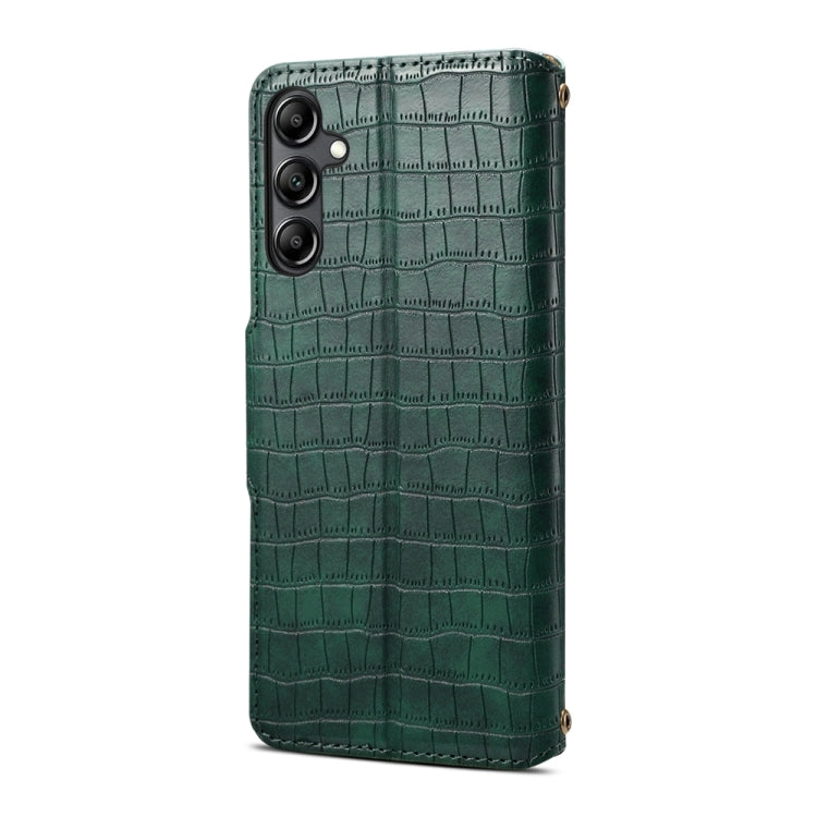 For Samsung Galaxy A14 5G Denior Crocodile Texture Oil Edge Leather Phone Case(Green) - Galaxy Phone Cases by Denior | Online Shopping UK | buy2fix