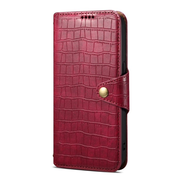 For Samsung Galaxy A24 5G Denior Crocodile Texture Oil Edge Leather Phone Case(Rose Red) - Galaxy Phone Cases by Denior | Online Shopping UK | buy2fix