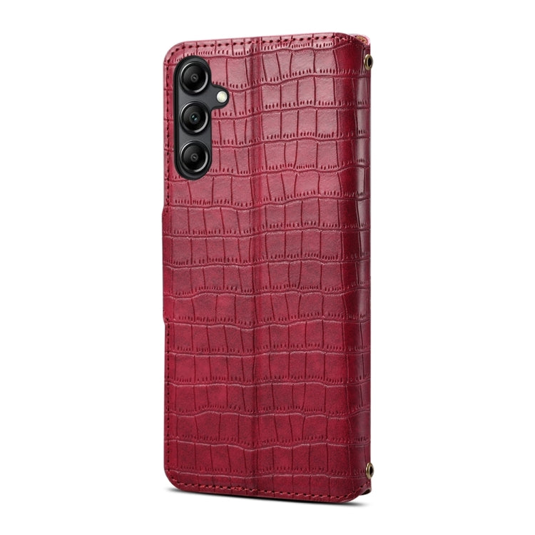 For Samsung Galaxy A24 5G Denior Crocodile Texture Oil Edge Leather Phone Case(Rose Red) - Galaxy Phone Cases by Denior | Online Shopping UK | buy2fix