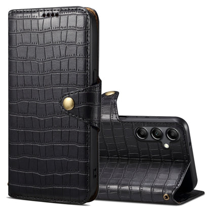 For Samsung Galaxy A24 5G Denior Crocodile Texture Oil Edge Leather Phone Case(Black) - Galaxy Phone Cases by Denior | Online Shopping UK | buy2fix