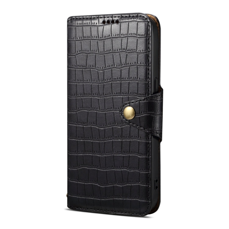 For Samsung Galaxy A24 5G Denior Crocodile Texture Oil Edge Leather Phone Case(Black) - Galaxy Phone Cases by Denior | Online Shopping UK | buy2fix
