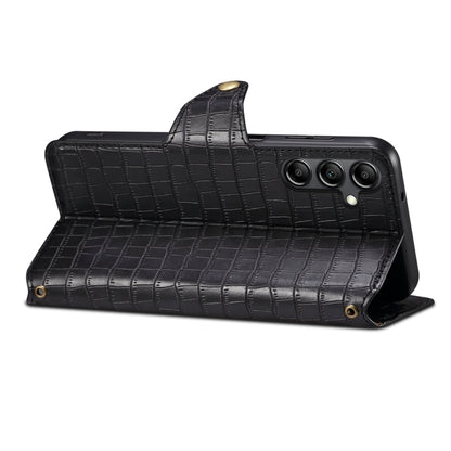 For Samsung Galaxy A24 5G Denior Crocodile Texture Oil Edge Leather Phone Case(Black) - Galaxy Phone Cases by Denior | Online Shopping UK | buy2fix