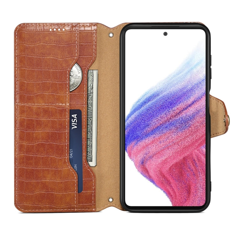 For Samsung Galaxy A34 5G Denior Crocodile Texture Oil Edge Leather Phone Case(Brown) - Galaxy Phone Cases by Denior | Online Shopping UK | buy2fix