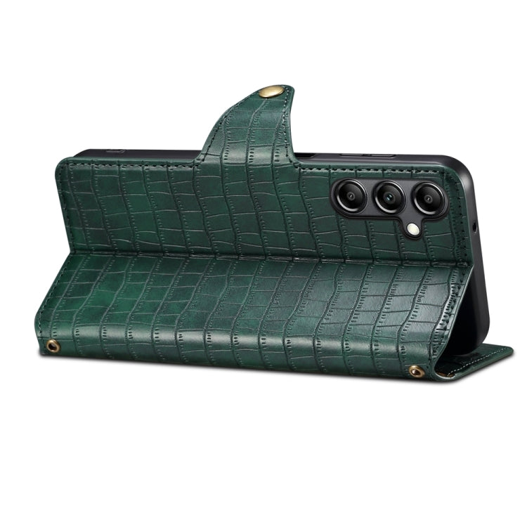 For Samsung Galaxy A34 5G Denior Crocodile Texture Oil Edge Leather Phone Case(Green) - Galaxy Phone Cases by Denior | Online Shopping UK | buy2fix