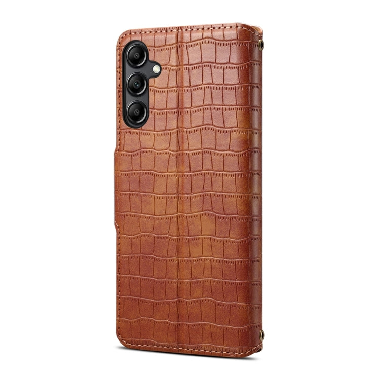 For Samsung Galaxy A54 5G Denior Crocodile Texture Oil Edge Leather Phone Case(Brown) - Galaxy Phone Cases by Denior | Online Shopping UK | buy2fix