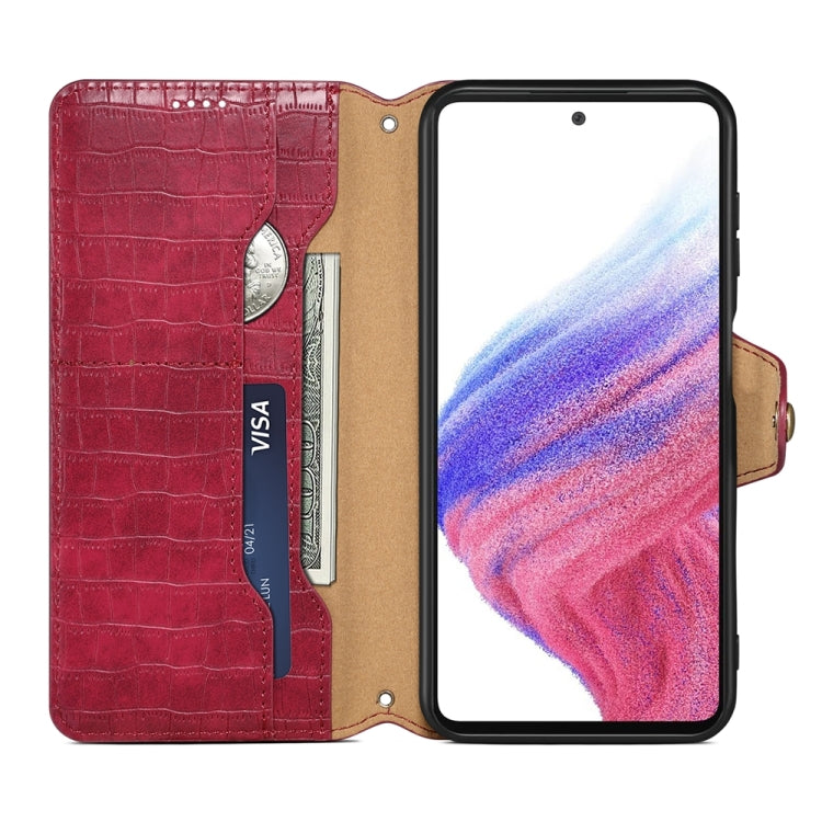 For Samsung Galaxy S23 FE Denior Crocodile Texture Oil Edge Leather Phone Case(Rose Red) - Galaxy S23 FE 5G Cases by Denior | Online Shopping UK | buy2fix