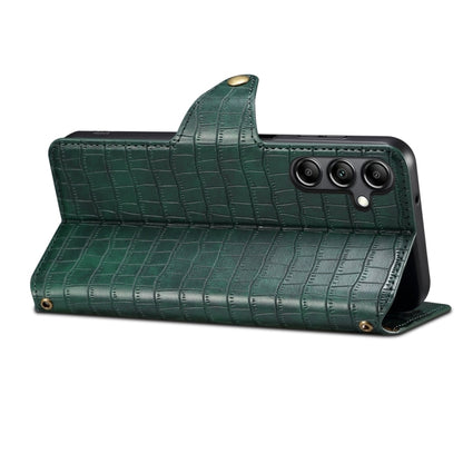 For Samsung Galaxy S23+ Denior Crocodile Texture Oil Edge Leather Phone Case(Green) - Galaxy S23+ 5G Cases by Denior | Online Shopping UK | buy2fix