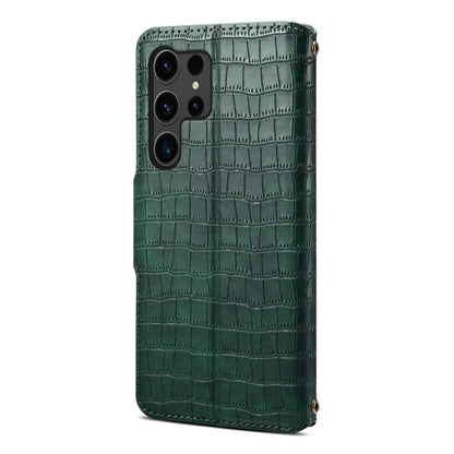 For Samsung Galaxy S24+ 5G Denior Crocodile Texture Oil Edge Leather Phone Case(Green) - Galaxy S24+ 5G Cases by Denior | Online Shopping UK | buy2fix