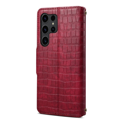 For Samsung Galaxy S23 Ultra 5G Denior Crocodile Texture Oil Edge Leather Phone Case(Rose Red) - Galaxy S23 Ultra 5G Cases by Denior | Online Shopping UK | buy2fix