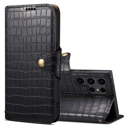 For Samsung Galaxy S23 Ultra 5G Denior Crocodile Texture Oil Edge Leather Phone Case(Black) - Galaxy S23 Ultra 5G Cases by Denior | Online Shopping UK | buy2fix