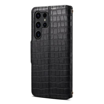For Samsung Galaxy S23 Ultra 5G Denior Crocodile Texture Oil Edge Leather Phone Case(Black) - Galaxy S23 Ultra 5G Cases by Denior | Online Shopping UK | buy2fix