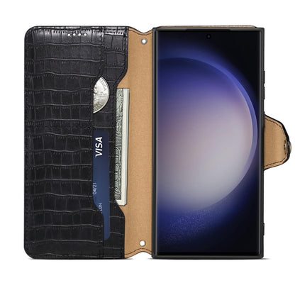 For Samsung Galaxy S23 Ultra 5G Denior Crocodile Texture Oil Edge Leather Phone Case(Black) - Galaxy S23 Ultra 5G Cases by Denior | Online Shopping UK | buy2fix