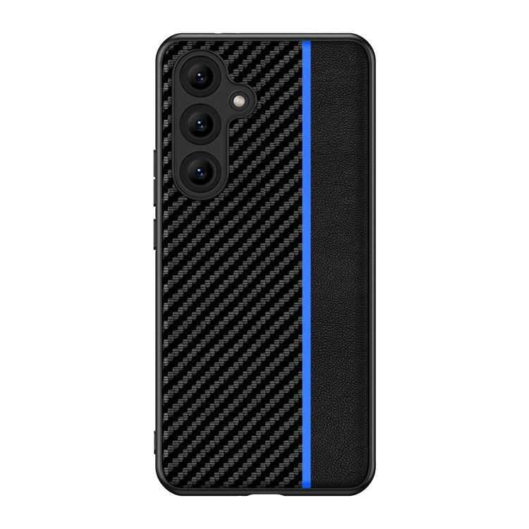 For Samsung Galaxy S25+ 5G Ultra-thin Carbon Fiber Texture Splicing Phone Case(Blue) by buy2fix