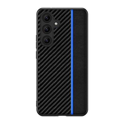 For Samsung Galaxy S25+ 5G Ultra-thin Carbon Fiber Texture Splicing Phone Case(Blue) by buy2fix