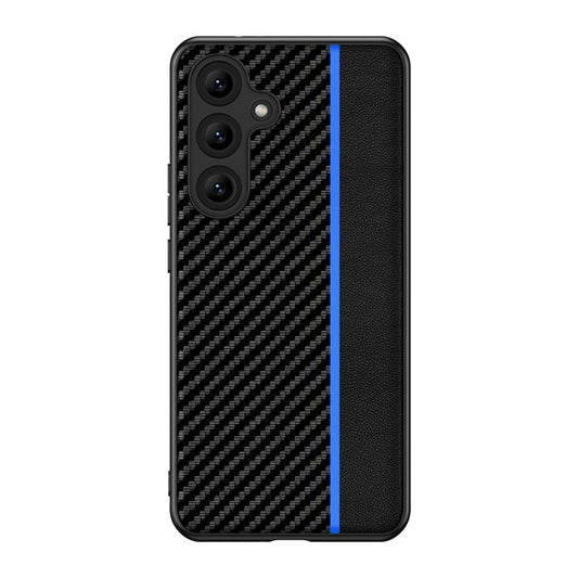 For Samsung Galaxy S25+ 5G Ultra-thin Carbon Fiber Texture Splicing Phone Case(Blue) by buy2fix