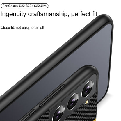 For Samsung Galaxy S25 Ultra 5G Ultra-thin Carbon Fiber Texture Splicing Phone Case(Yellow) by buy2fix