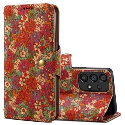 For Samsung Galaxy A23 5G Denior Flower Language Series Cork Fabric Oil Edge Leather Phone Case(Summer) - Galaxy Phone Cases by Denior | Online Shopping UK | buy2fix