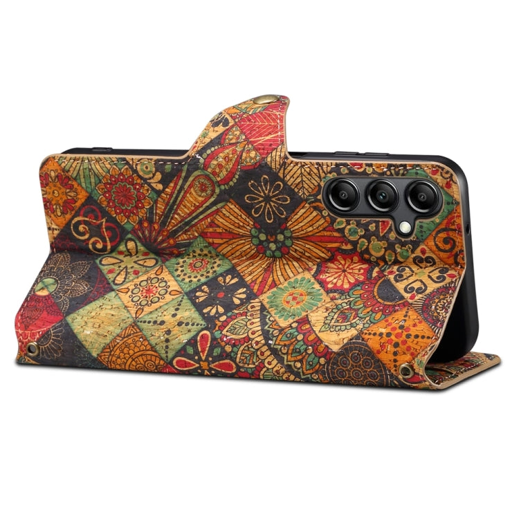 For Samsung Galaxy A24 5G Denior Flower Language Series Cork Fabric Oil Edge Leather Phone Case(Autumn) - Galaxy Phone Cases by Denior | Online Shopping UK | buy2fix